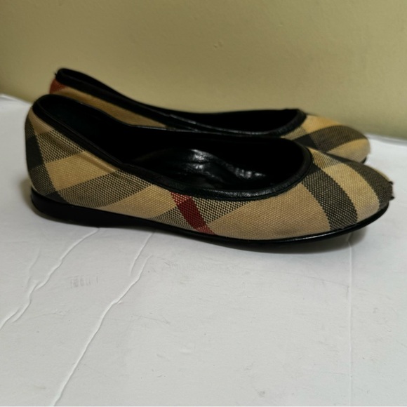 Burberry Adelle Nova Check Ballet Flats Shoes Leather Girls Cotton Logo Plaid 12 - Picture 2 of 16